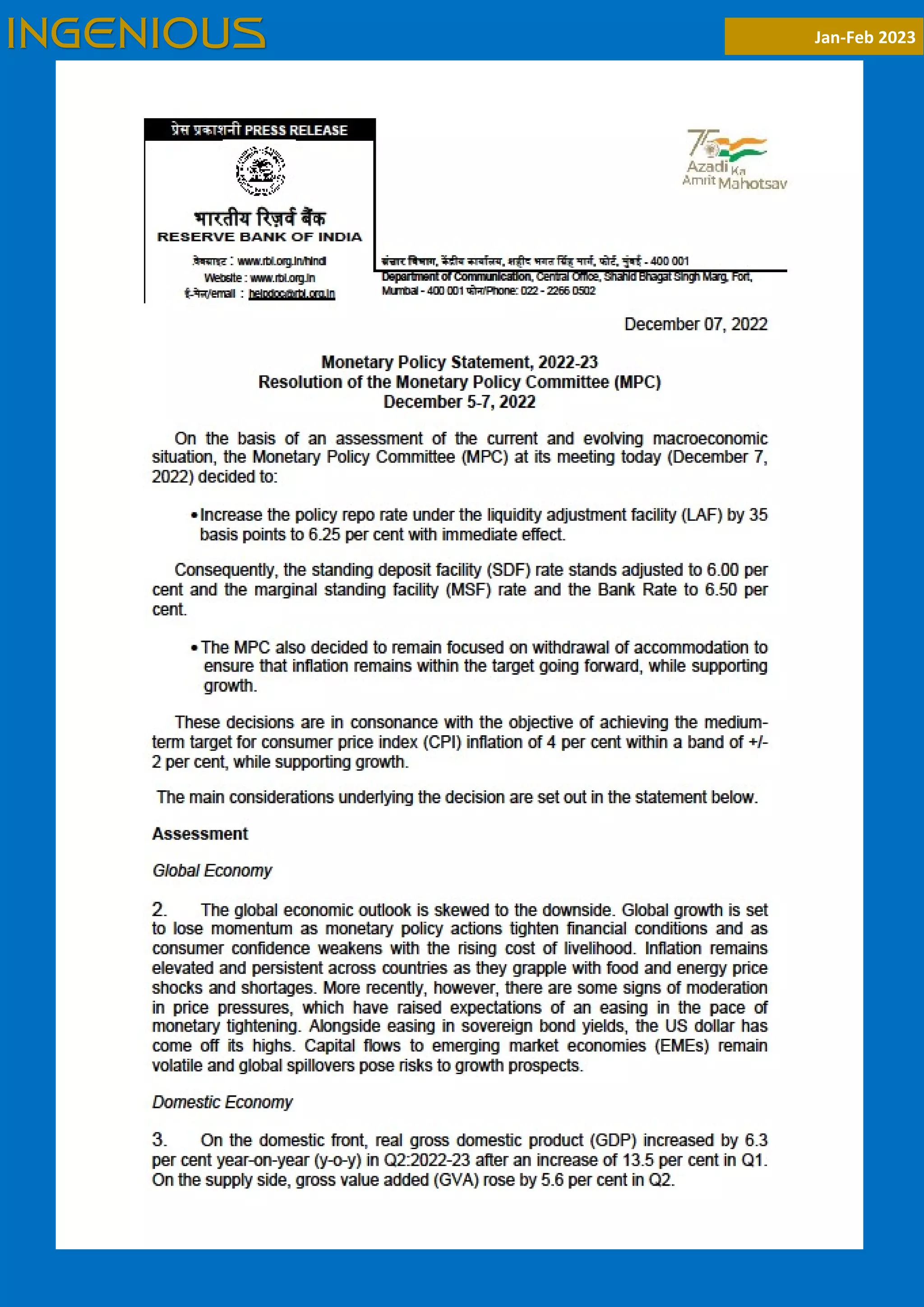 17
Jan-Feb 2023
INGENIOUS
 