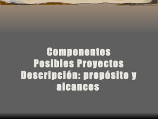 Componentes Posibles Proyectos Descripción: propósito y alcances   