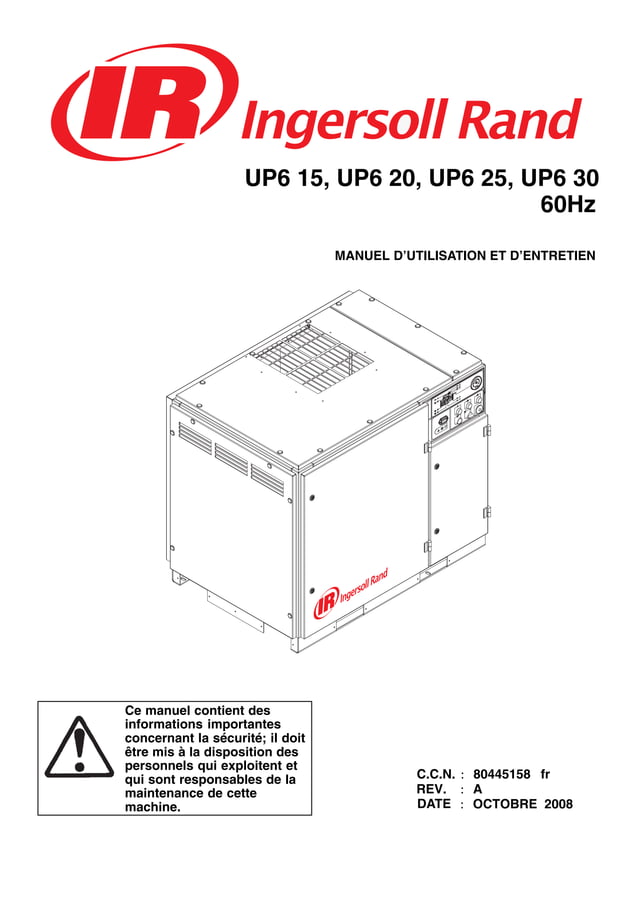 Ingersoll rand 15 to 30 hp rotary screw air compressor manual jec