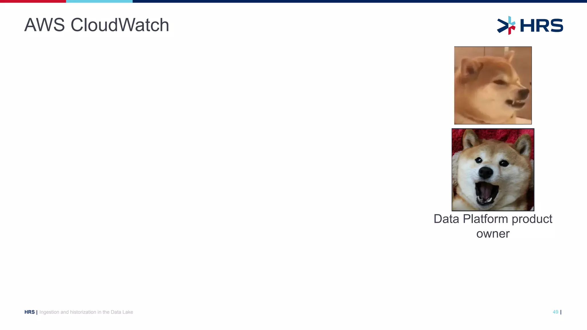 |
HRS |
AWS CloudWatch
Ingestion and historization in the Data Lake 49
Data Platform product
owner
 