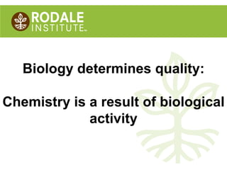 ©2008 Rodale institute
Biology determines quality:
Chemistry is a result of biological
activity
 