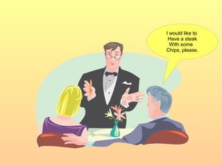 I would like to  Have a steak With some  Chips, please. 