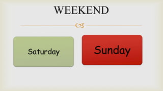 WEEKEND

Saturday

Sunday

 