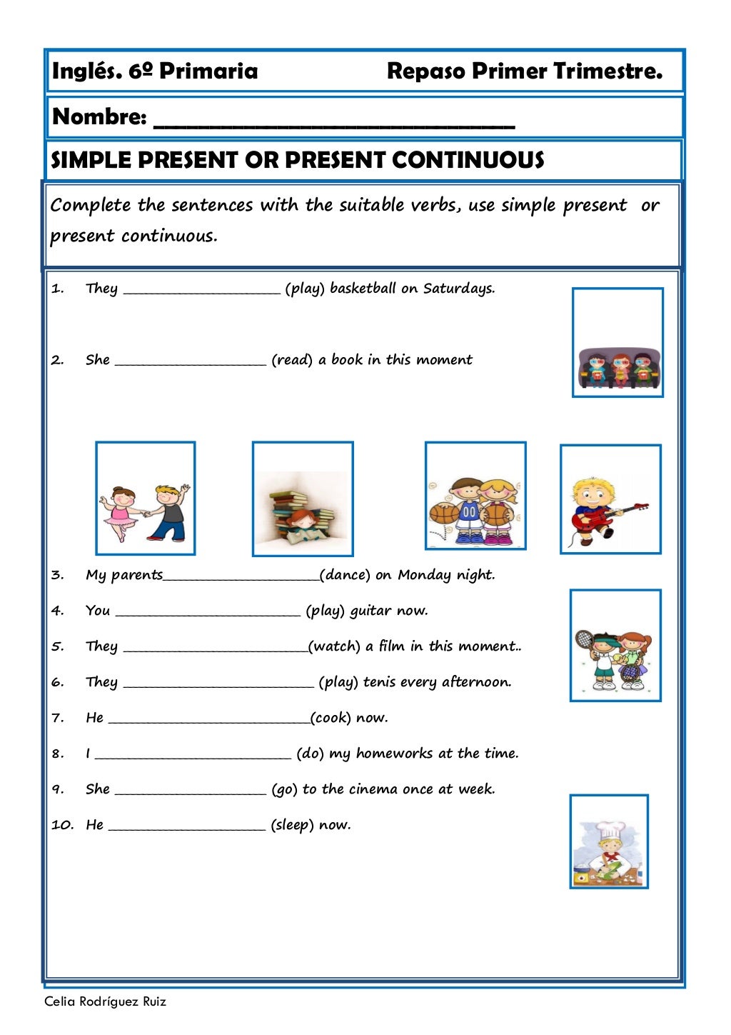 Inglés 6º primaria. Repaso primer trimestre