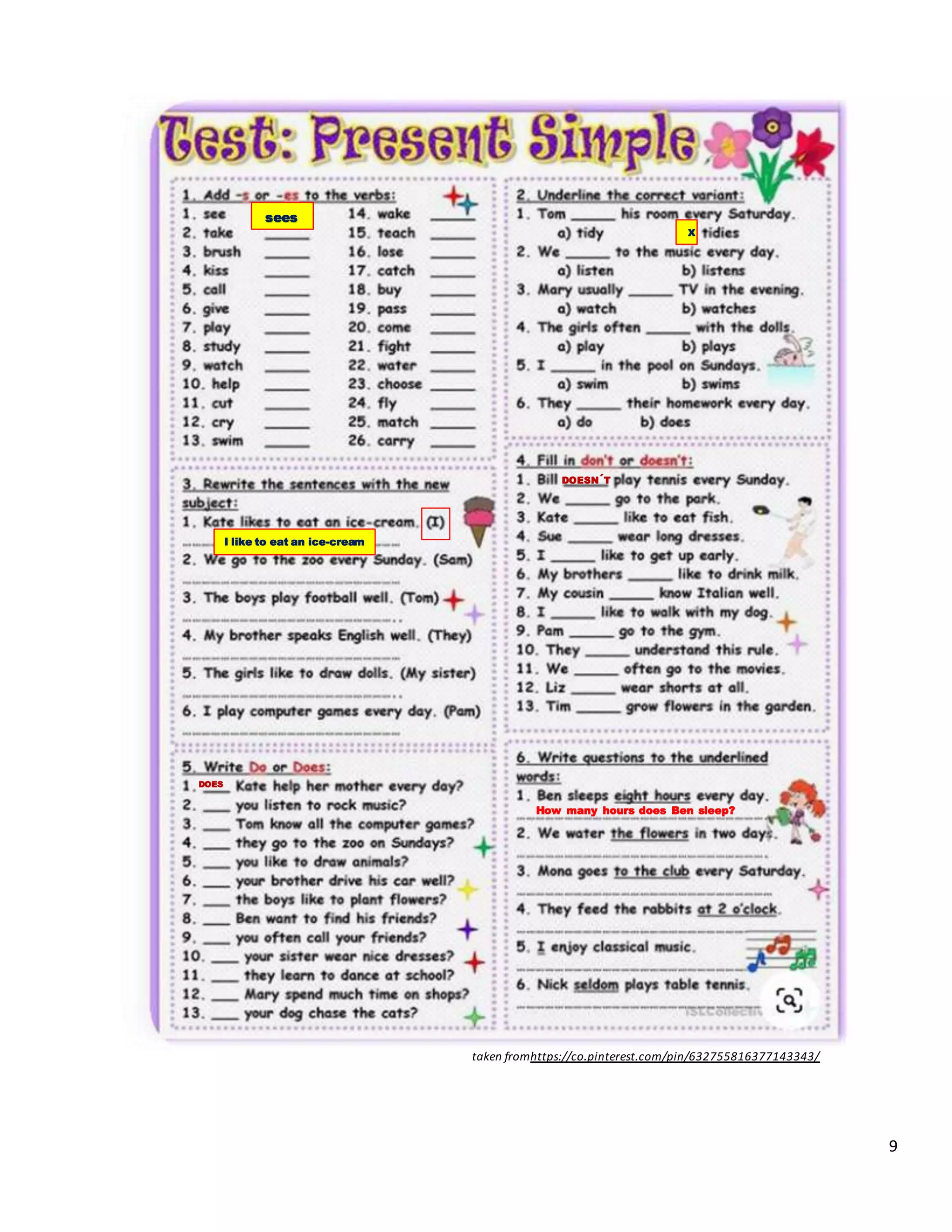 GUIDE SIMPLE PRESENT TENSE | PDF