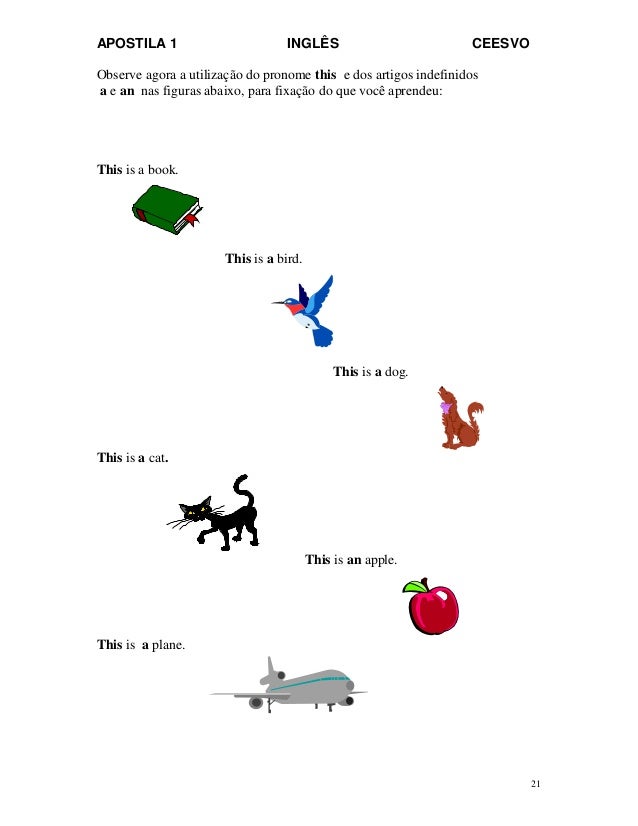 Artigo indefinido ingles