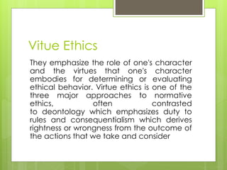 character virtue ethics in education | PPTX