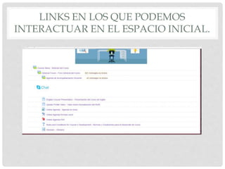 LINKS EN LOS QUE PODEMOS
INTERACTUAR EN EL ESPACIO INICIAL.
 