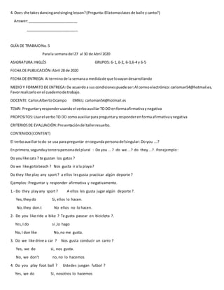 Ingles grado 6 | DOCX