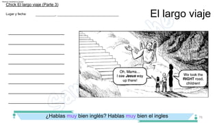 El largo viaje
75
___________, __________________________________
Lugar y fecha:
______________________
______________________
______________________
______________________
______________________
______________________
______________________
Chick El largo viaje (Parte 3)
______________________
¿Hablas muy bien inglés? Hablas muy bien el ingles
Machine Translated by Google
 