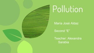 Pollution
María José Aldaz
Second “E”
Teacher: Alexandra
Sarabia
 