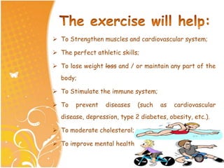 Physical activity should not be exhausting or painful to be effective, but should always be practiced on a regular basis.Every exercise should always be performed under the guidance of a qualified professional or sports center, so the practice of sports allows us to achieve the expected goals when properly oriented.Care of