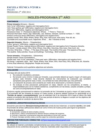 Inglés Programa 2014 2do año | PDF