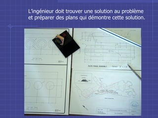 L’ingénieur doit trouver une solution au problème et préparer des plans qui démontre cette solution. 