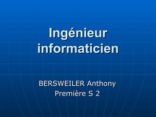 Ingénieur informaticien BERSWEILER Anthony Première S 2 