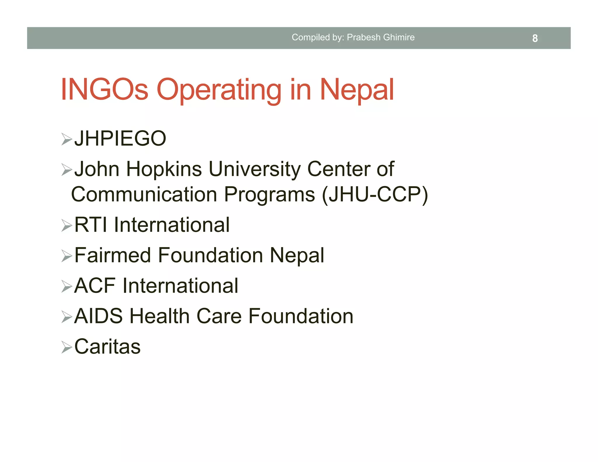 International Non Government Organizations (INGOs) in Nepal | PDF