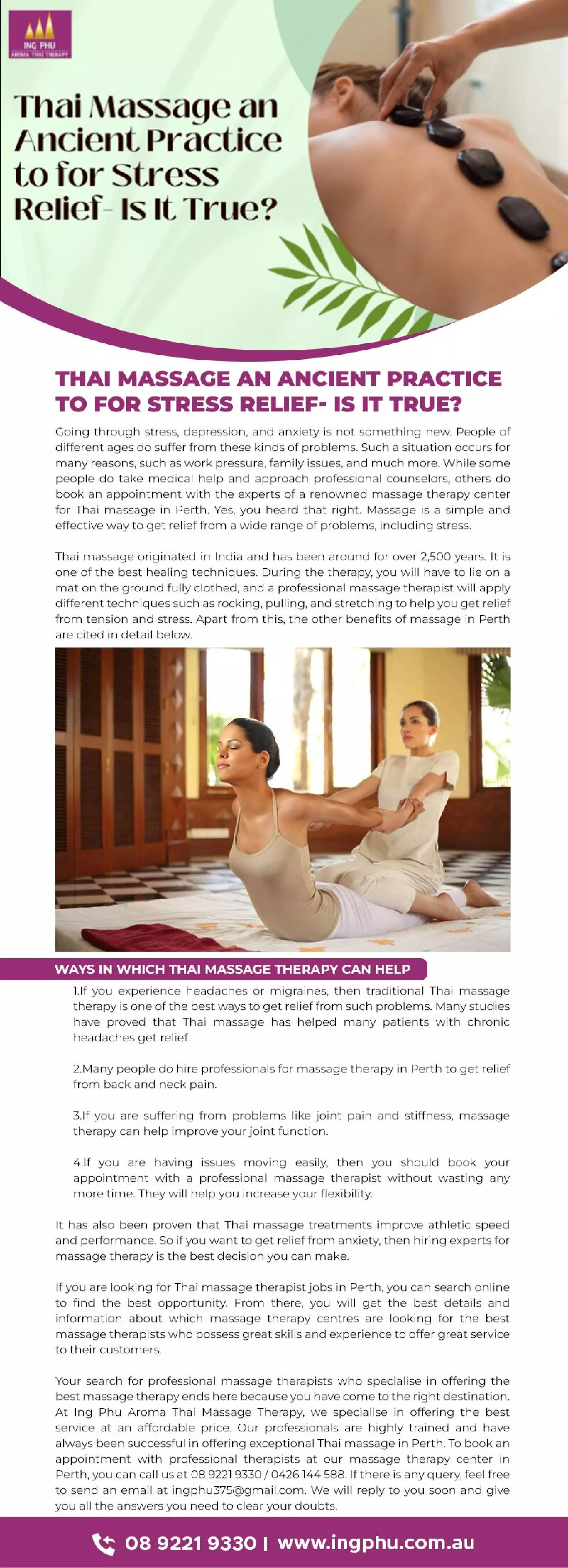 Thai Massage an Ancient Practice to for Stress Relief- Is It True? | PDF