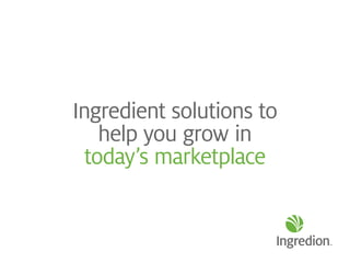 Ingredient solutions to
help you grow in
today’s marketplace
 