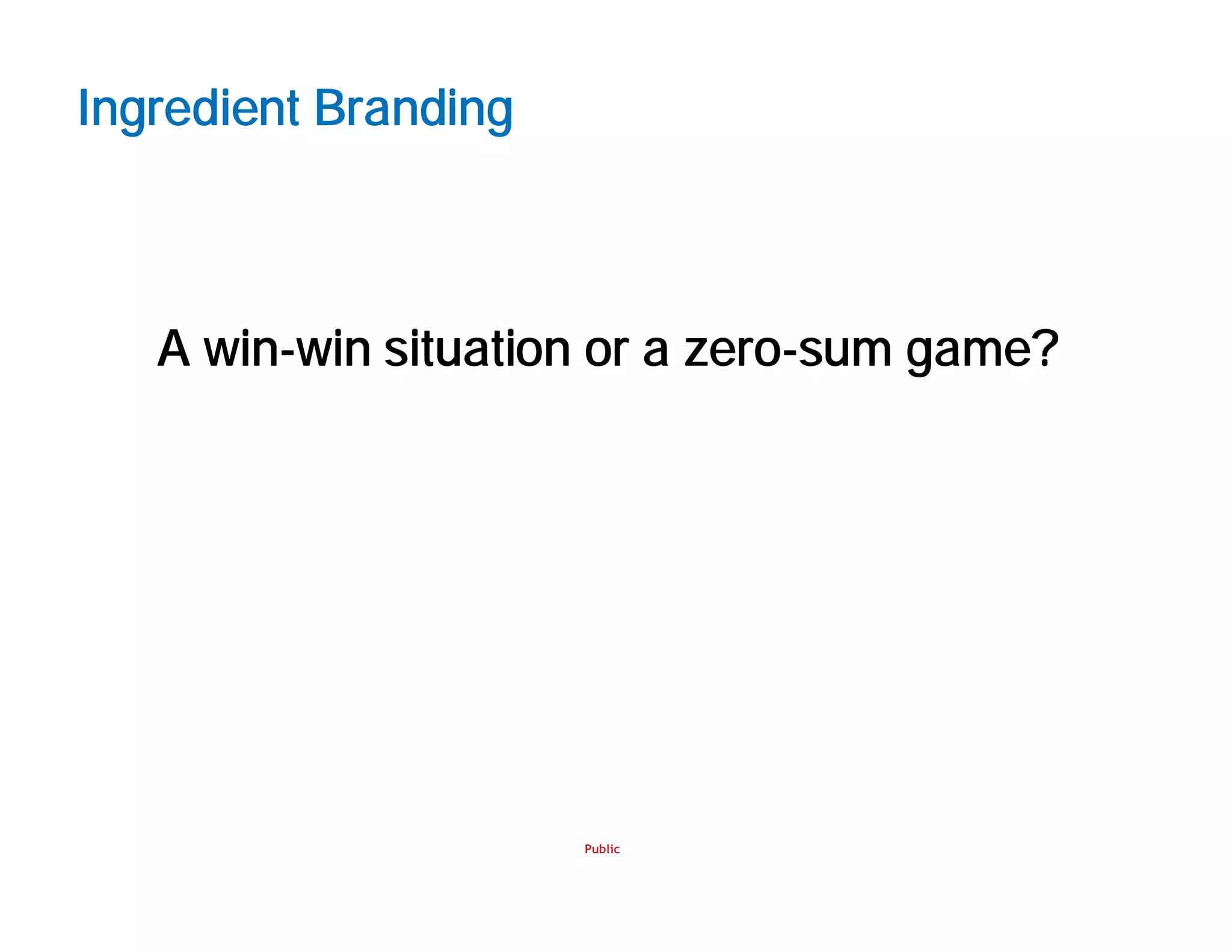 Public
Ingredient Branding
A win-win situation or a zero-sum game?
 