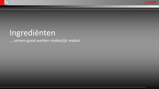 Ingrediënten
….samen goed werken makkelijk maken
 