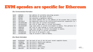 EVM opcodes are specific for Ethereum
etc...
 