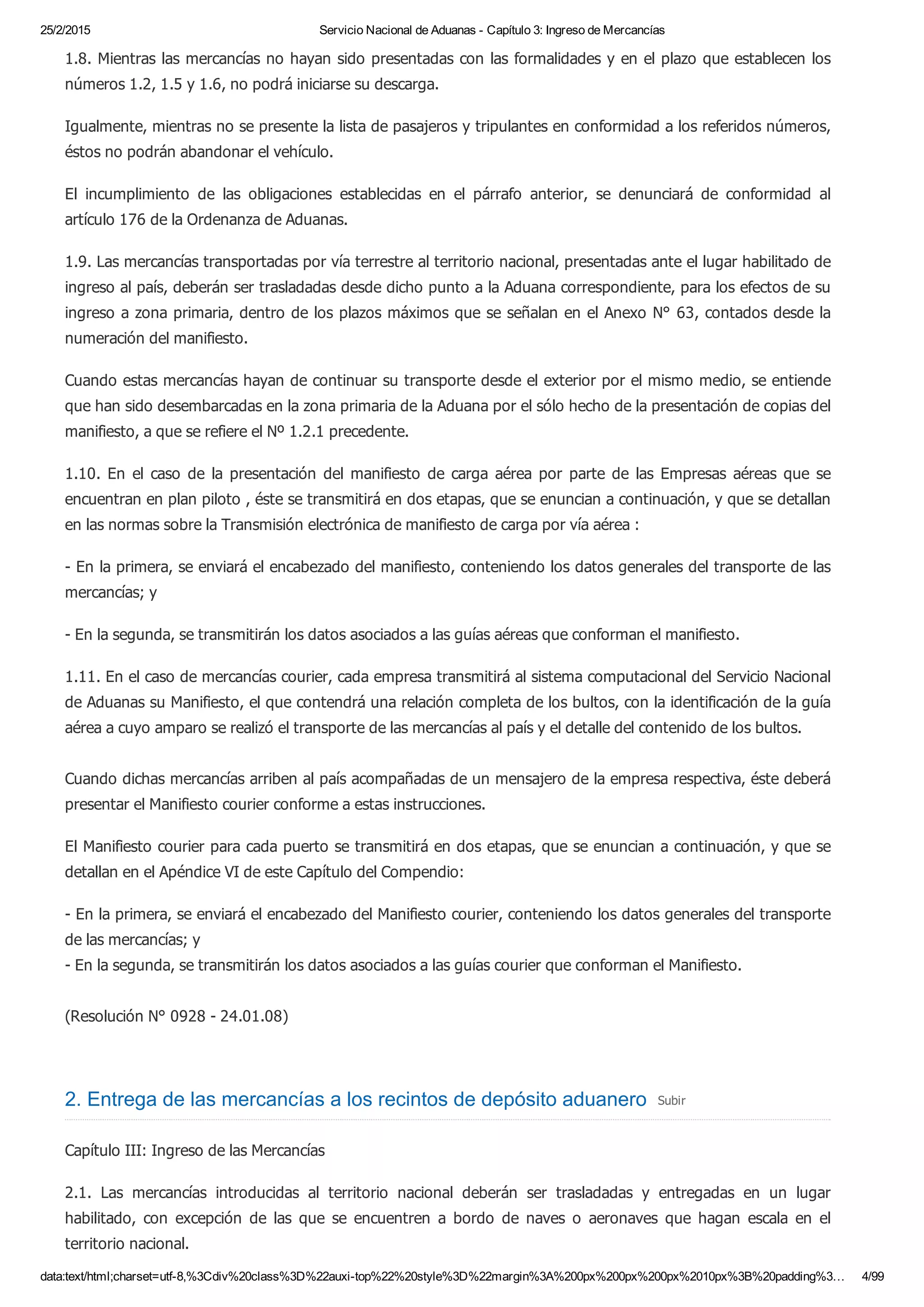 Ingreso de mercancías en aduanas | PDF