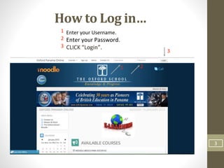 How to Log in…
Enter your Username.
Enter your Password.
CLICK “Login”.
1 2
3
1
2
3
3
 