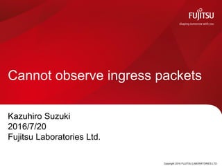 Copyright 2016 FUJITSU LABORATORIES LTD.
Cannot observe ingress packets
Kazuhiro Suzuki
2016/7/20
Fujitsu Laboratories Ltd.
0
 