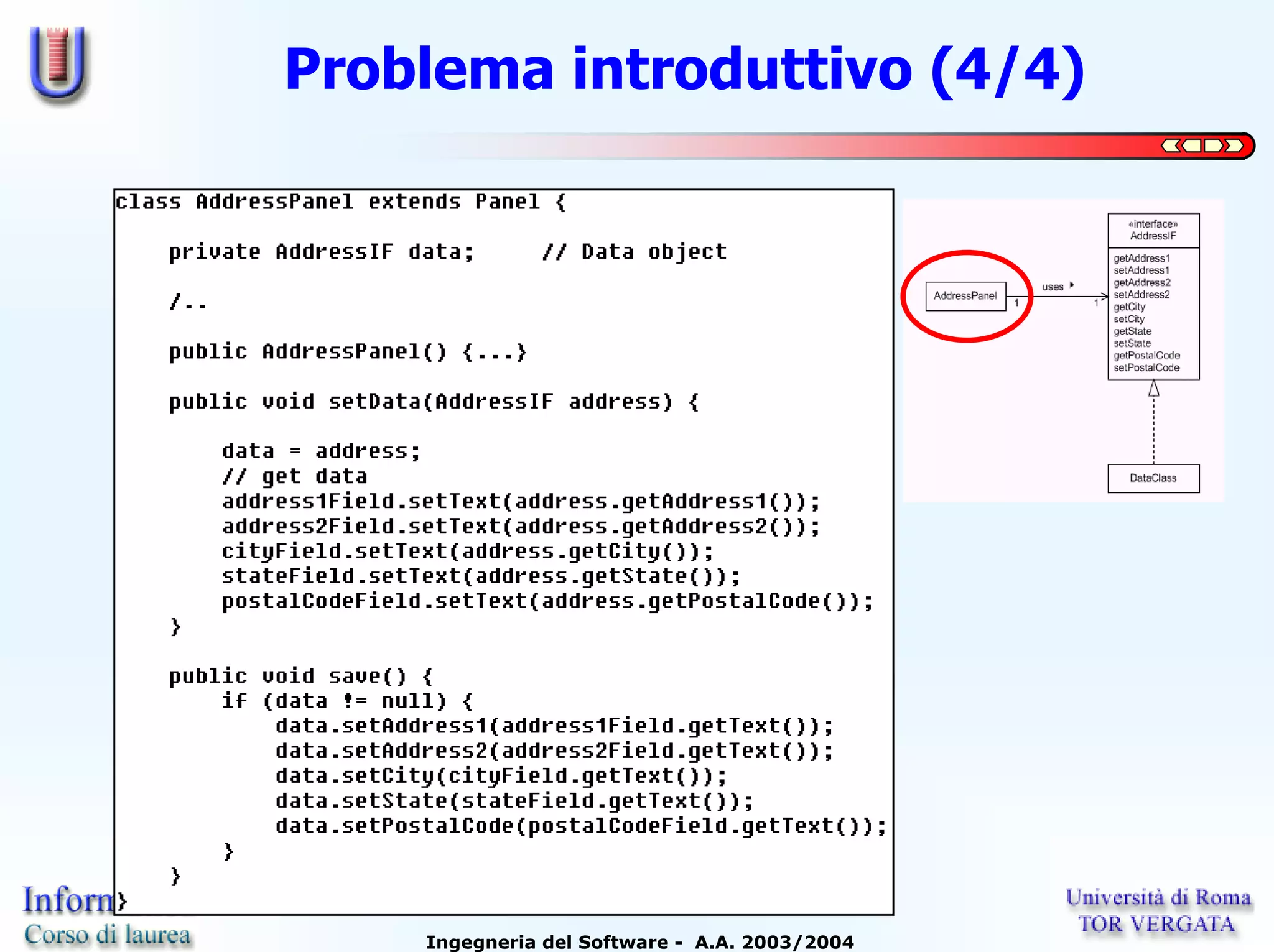 Problema introduttivo (4/4)




    Ingegneria del Software - A.A. 2003/2004
 