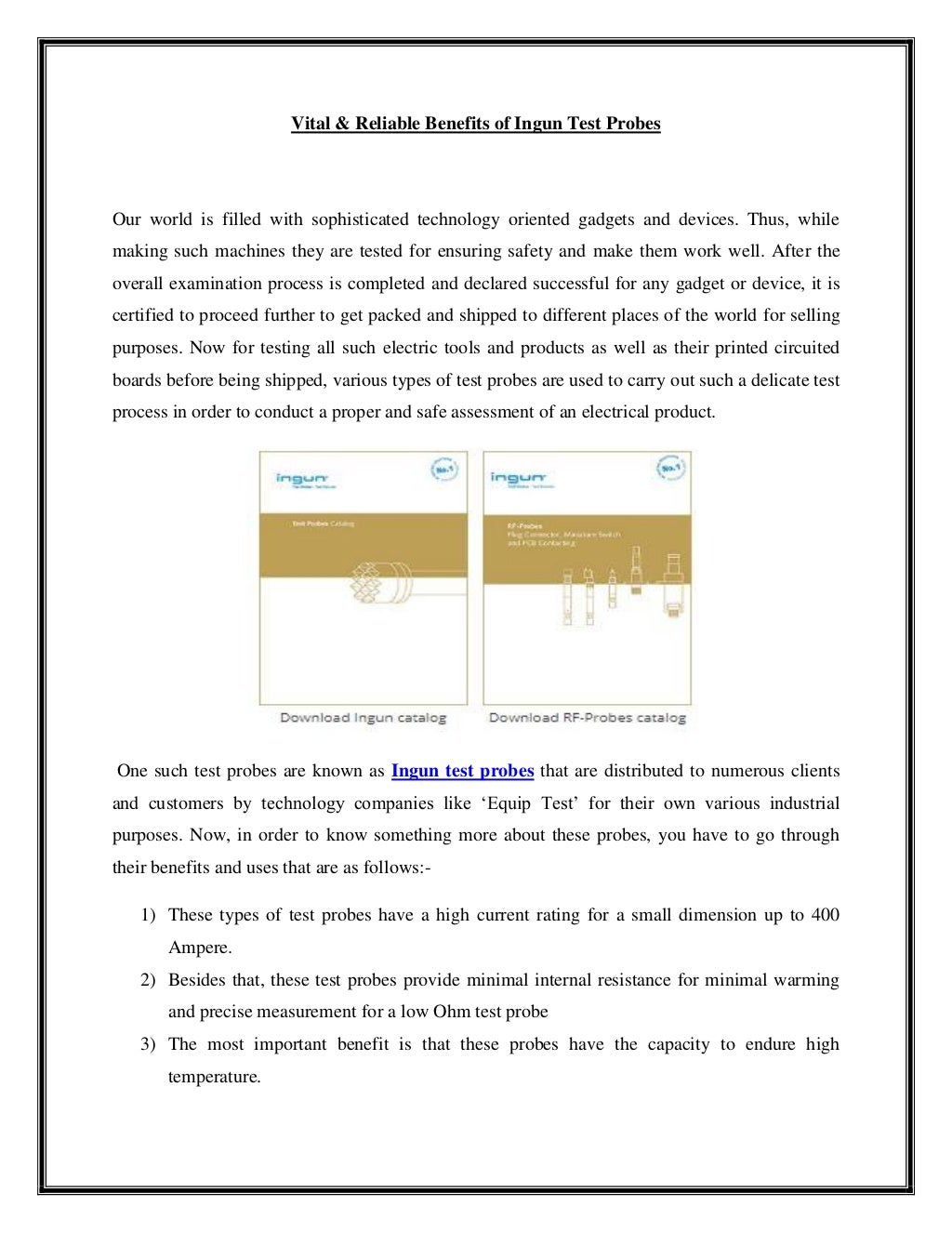 Ingun Test Probes Equip test
