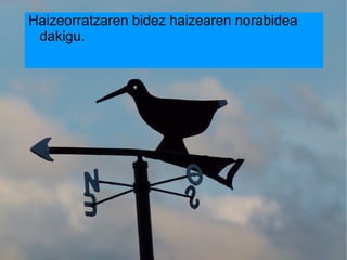Haizeorratzaren bidez haizearen norabidea
 dakigu.
 