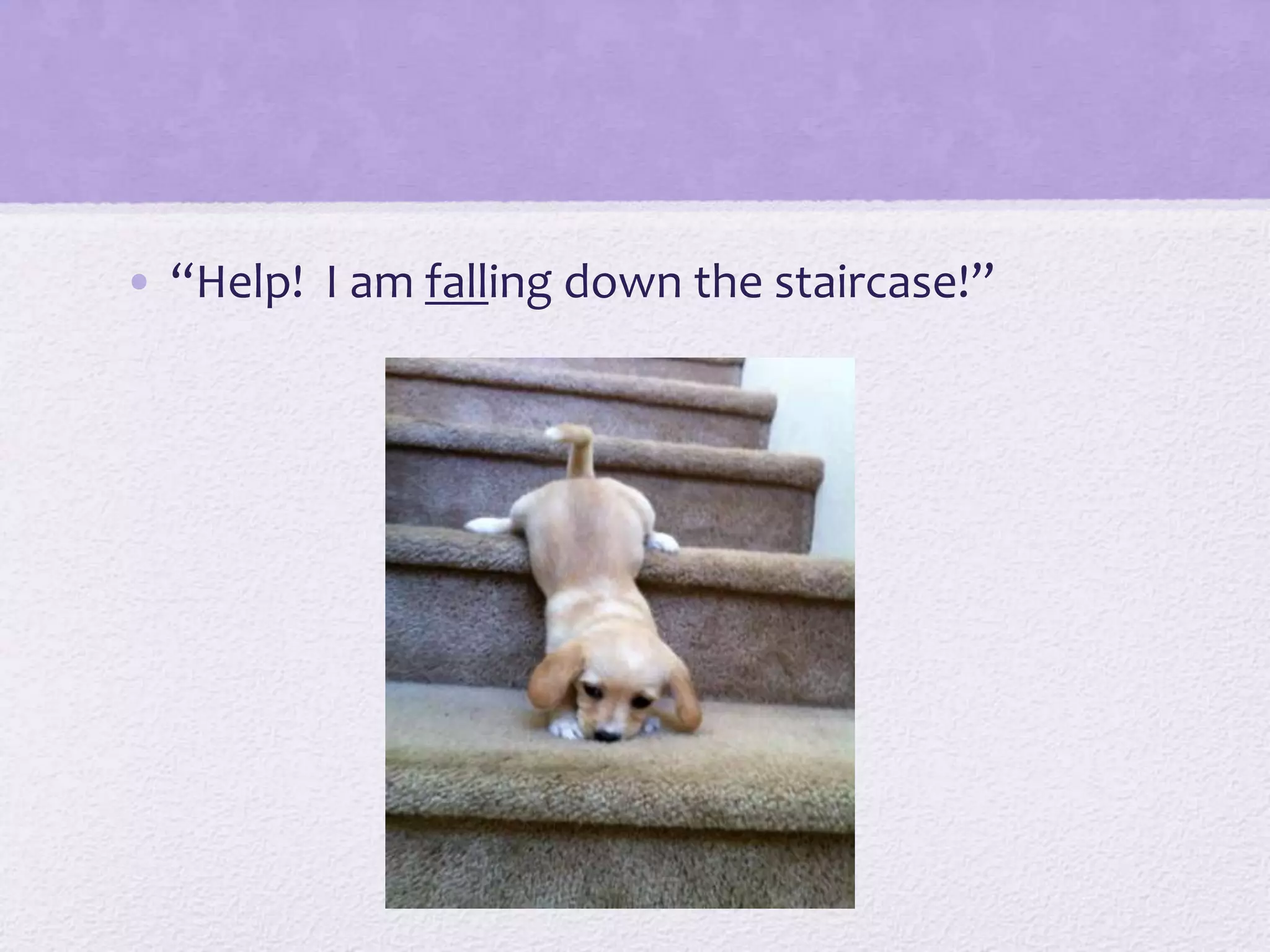 • “Help! I am falling down the staircase!”