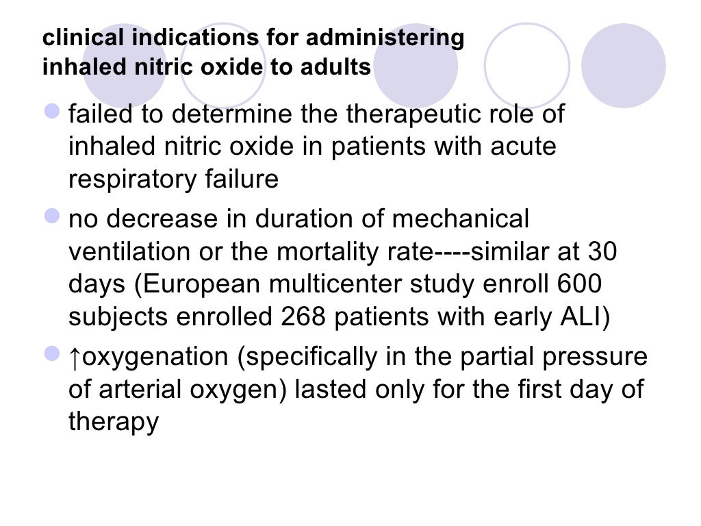 Inhaled nitric oxide therapy in adults