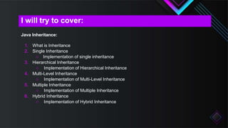 Inheritance in java | PPTX | Programming Languages | Computing