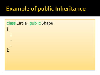 class Circle : public Shape
{
   .
   .
   .
};
 