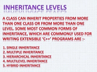 Inheritance in C++ | PPTX | Programming Languages | Computing