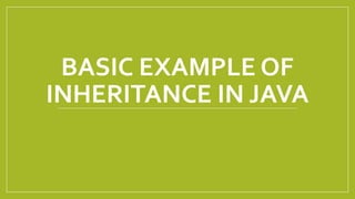 BASIC EXAMPLE OF
INHERITANCE IN JAVA
 