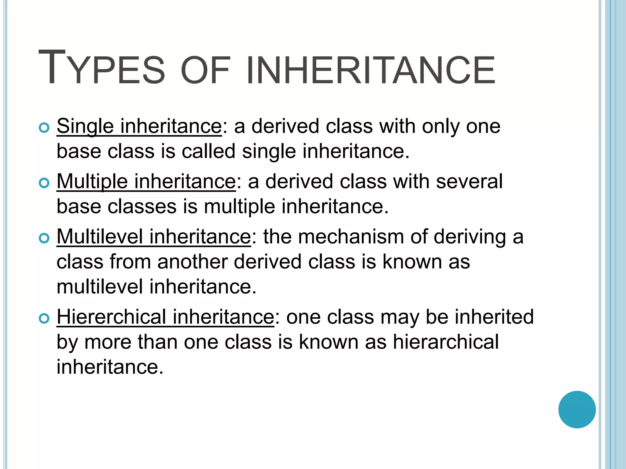 Inheritance in Object Oriented Programming | PPT