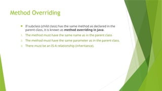 Inheritance in Java,Type of Inheritance,Method overriding | PPT
