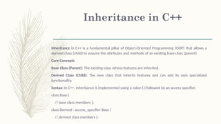 Comprehensive Guide to Inheritance in C++ Programming | PPTX