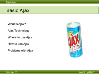 Basic Ajax What is Ajax? Ajax Technology Where to use Ajax How to use Ajax Problems with Ajax 
