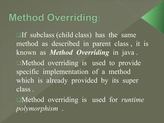 Inheritance and overriding | PPT