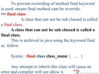 can we inherit final class in java