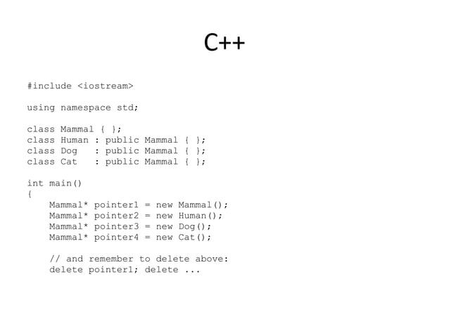 C++: inheritance, composition, polymorphism