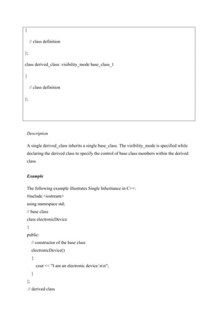 INHERITANCE AND ITS 5 TYPES IN C++ EXAMPLE | DOCX