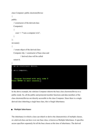INHERITANCE AND ITS 5 TYPES IN C++ EXAMPLE | DOCX