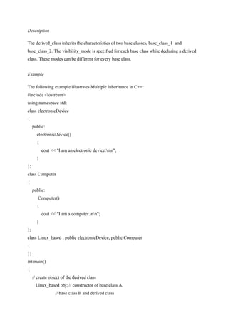 INHERITANCE AND ITS 5 TYPES IN C++ EXAMPLE | DOCX