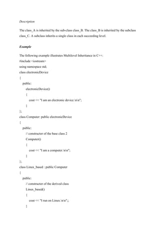 INHERITANCE AND ITS 5 TYPES IN C++ EXAMPLE | DOCX