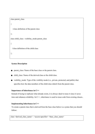 INHERITANCE AND ITS 5 TYPES IN C++ EXAMPLE | DOCX