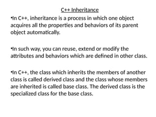 Comprehensive Guide to C++ Inheritance Types and Concepts | PPTX